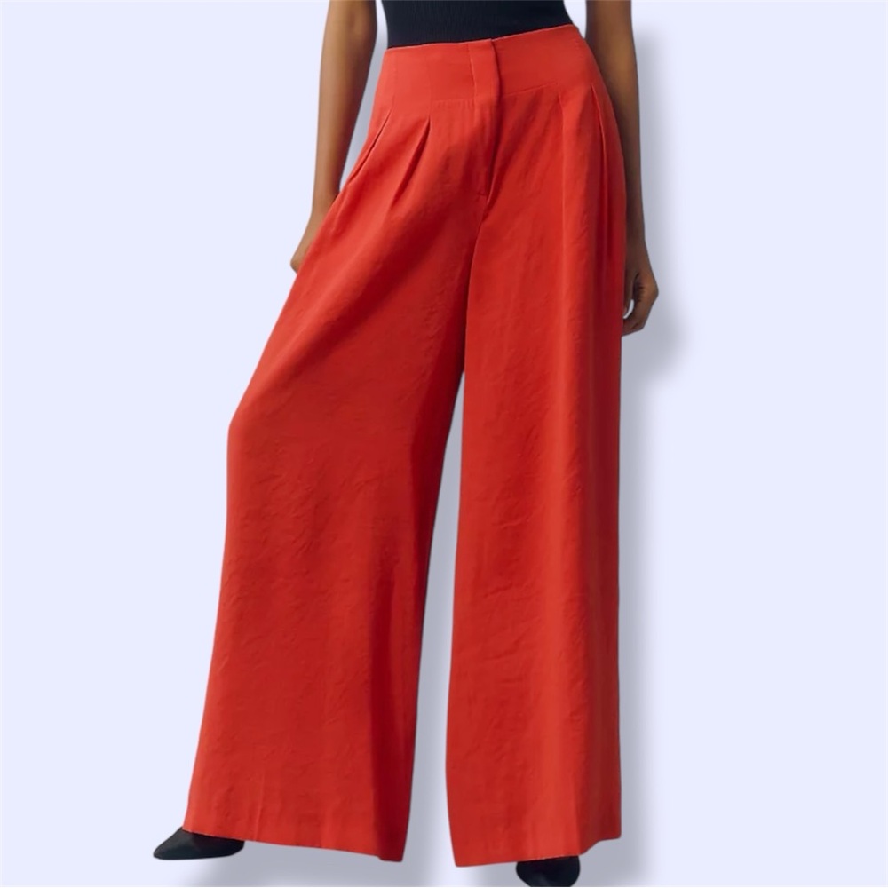 Anthropologie High-Rise Pleated Wide-Leg Trousers